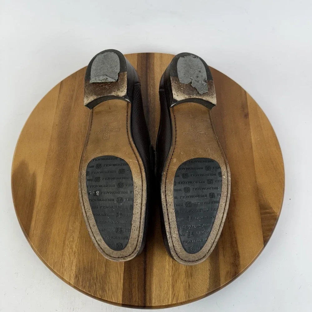 Mens Bruno Magli Tonio Brown Leather Comfort Casual Penny Loafers Size 13 M GUC‎